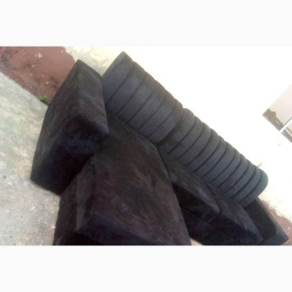 Black L- Shaped Fabric Sofa
