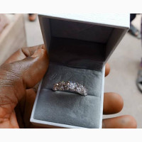 Real Mossanite Diamond Stone Proposal Ring - Silver