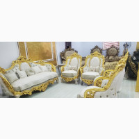 Complete Set of High Classic Turkish Royal Fabric Sofa Chair