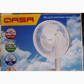 Qasa 7 Rechargeable Fan - Brand New - Battery Corded Electric, Solar - White