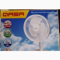 Qasa 7 Rechargeable Fan - Brand New - Battery Corded Electric, Solar - White