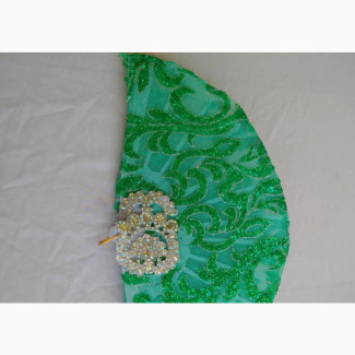 Green Bridal Handfan With Silver Details