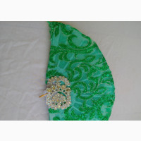Green Bridal Handfan With Silver Details