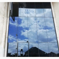 Brand New Grey Aluminum Curtain With Black Glass