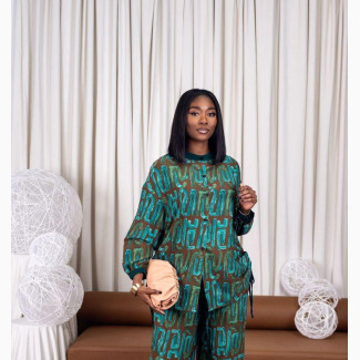 Stunning Two-Piece Ankara Dress with Sided Drape