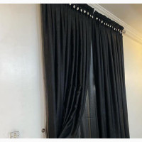 2 Sets of Black Curtains, Inner Curtains and Accessories
