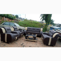 Sofa Set, 7-Seater Chairs With Centre Table - Leather Couch