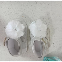 Silver and White Prewalker Sandals 0-3 Months