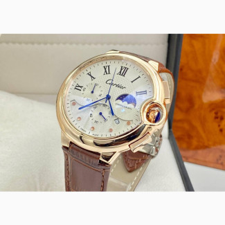 Cartier Genuine Leather Chronograph Wristwatch
