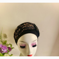 LyahStyle Turban - Elegant Lace Plated with Beads and Rhinestones
