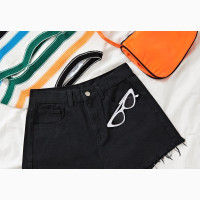 Black Denim Bum Shorts(Comes With a Gift)