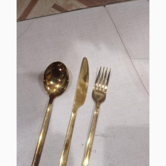 Accurate Gold Dinner Set - Spoon, Fork, and Knife