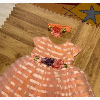 Peach Baby Gown with Hair Band