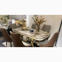Six Chairs and Marble Table Dining Sets