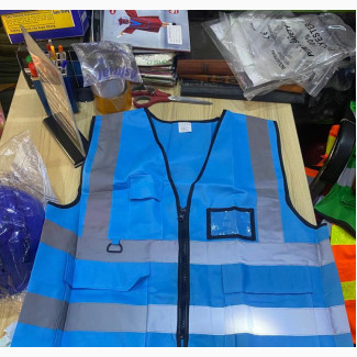 Reflective Jacket with Zip and Pocket - Blue