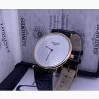 Longines Flat Rose Gold Leather Strap Watch