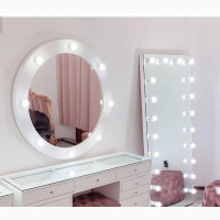Make-Up Dressing Table, With Round Mirror