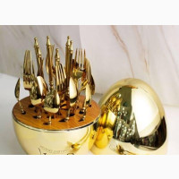 Egg Shaped Cutlery Set - Gold