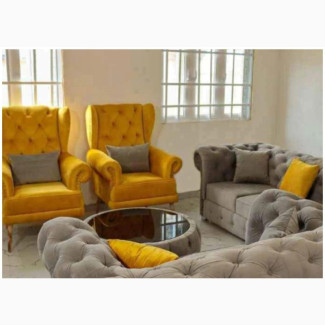 Chesterfield Sofas Chair and Center Table