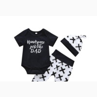Baby Boys 3 Piece Bodysuit+Pant+Cap Set 6-12 Months
