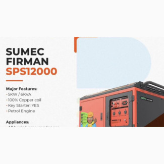 6kva Sumec Firman Petrol Soundproof Generator - Brand New