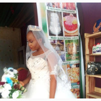 Wedding Gown, +Veil+Crown+Flowers+ Little Brdes Grown Attire