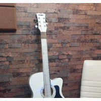White AJC Acoustic Box Guitar