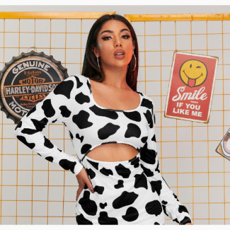 Cow Print Cut Out Dress - 30% Off