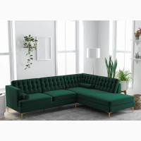 Green L Shaped Fabric Sofa