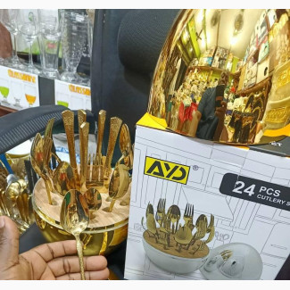 Golden Spoon Set Cutlery - 24 Pics