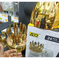 Golden Spoon Set Cutlery - 24 Pics