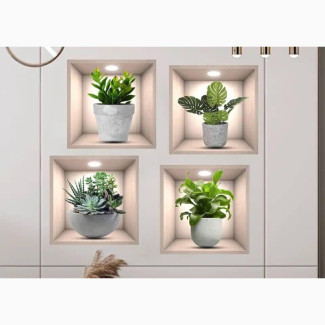 3D Effect Potted Plant Wall Sticker