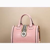 Stunning Croc Design Peach Leather Handbag