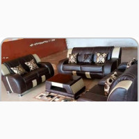 Brown Leather Sofa Set with Center Table - Brand New - Home Interiors