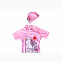 Girls Swimming Costume With Cap - Multi Colours