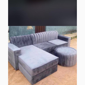 L Shaped Fabric Sofa With Center Table - Brand New