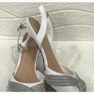 White Half Shoe Sandal Heel - Women#039;s - Full Love - Size 38