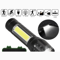 Mini Tactical Zoomable USB Rechargeable Flashlight