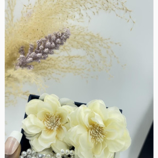 Cream and Pearl Flower Statement Earrings