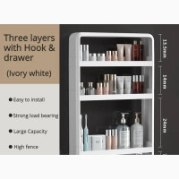 3 Layers Wall Mounted Multipurpose Shelf, Drawers Hooks