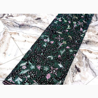 Velvet Embossed on Fish Net Lace