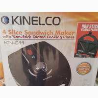 Brand New Kinelco 4-Slice Sandwich Maker - Non-Stick Coated Plates