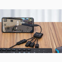 Type C to 3 USB a Ports + 1 Micro USB Port OTG Cable