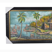 African Village Scene Painting - (26 X 14)