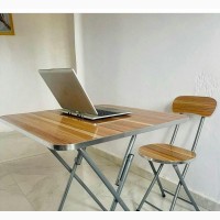 Foldable Table And Chair - Brand New, Brown, Square