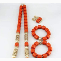 Coral Beaded Necklace - Brand New