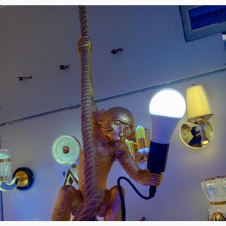 Nordic Pendant Monkey Light - Black/White/Gold