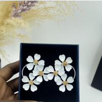 White and Purple Flower Earrings
