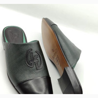 Italian Fatticelli Half Shoe for Men - Green Leather, Size 40-46