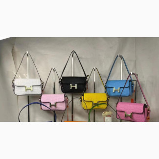 Hermes Handbags - Genuine Leather, Logo Pattern, Adjustable Strap
